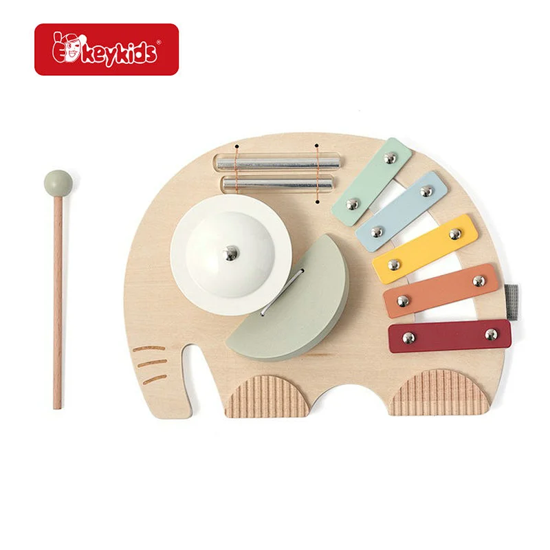 Montessori Wooden Elephant Music Toy Set - Multifunctional Xylophone & Percussion Instrument for Babies 0-4 Years W07A288